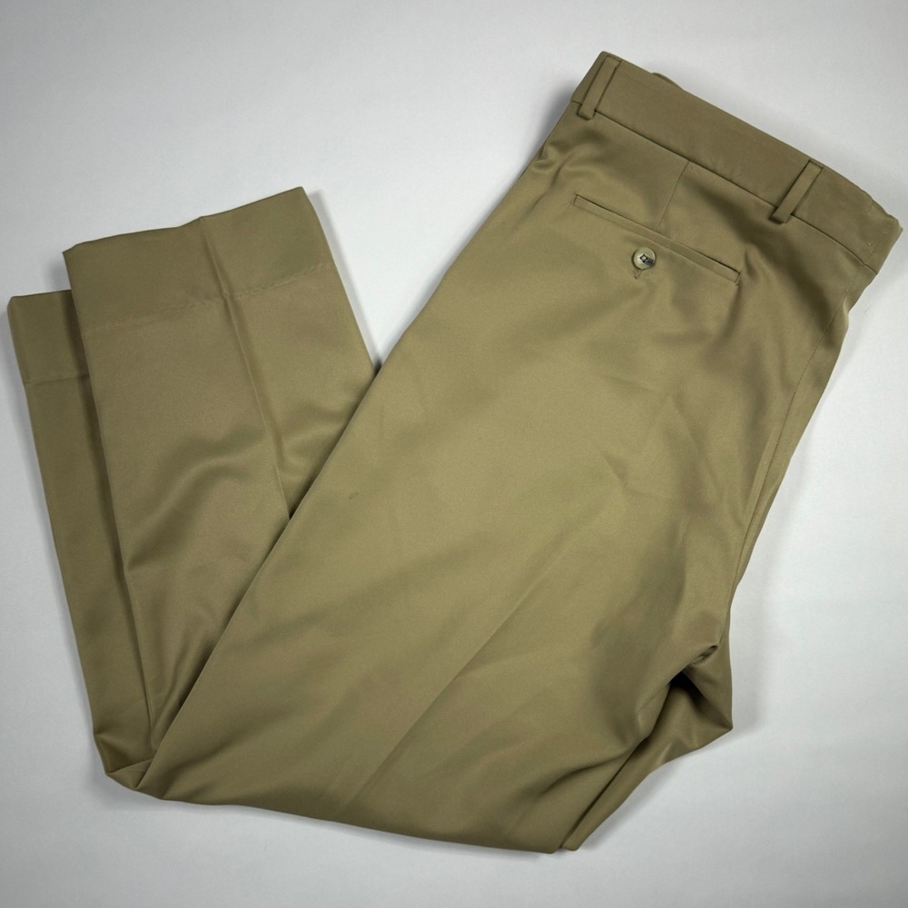 Ballin Comfort-EZE 38x30 (32) Tan Khaki Dress Pant Flat Front Slacks Made Canada